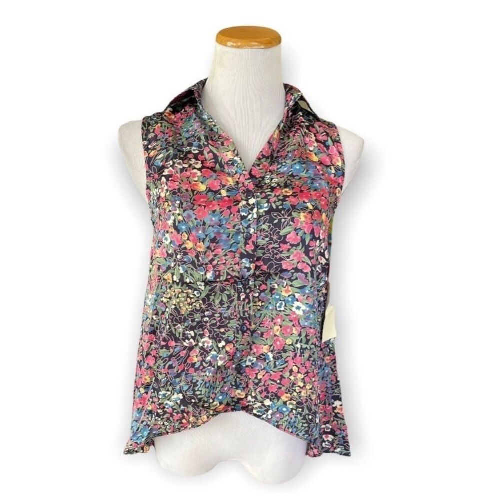 NWT Womens Hot & Delicious Floral Open Back Sleeveless Top - Sz S